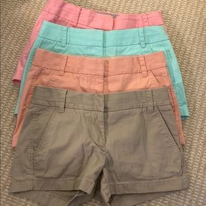 set of four j crew chino shorts
